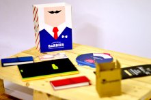 Fourreau pour coffret Mr Barbier impression numérique sans découpe sur papier 300g satiné + encollage manuel de la patte