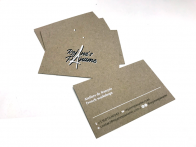 Impression blanche et noire sur carton recyclé brut (tarifs sur le site)