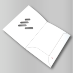 Intérieur de la pochette avec découpe du logo