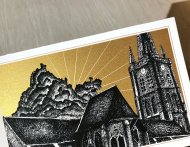 Impression encre métallique dorée sur papier lisse et mat