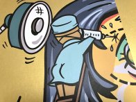 Détail d'impression blanc + couleur sur papier cartonné Sirio doré