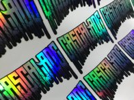 Sticker holographique sur planche à décoller + découpe CutContour